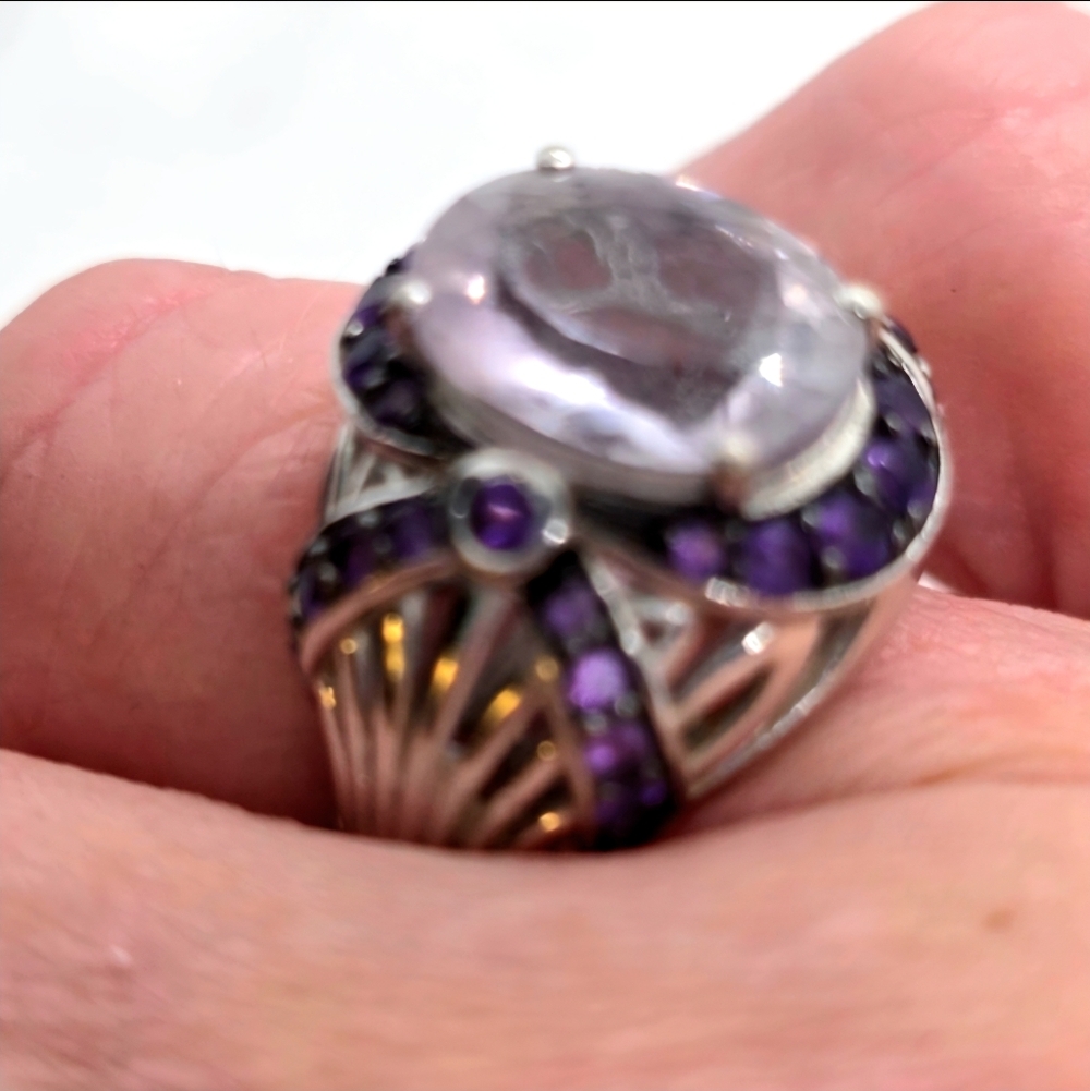 Victoria Wieck  Rose De France Amethyst & African Amethyst Art Deco Ring - Picture 12 of 12